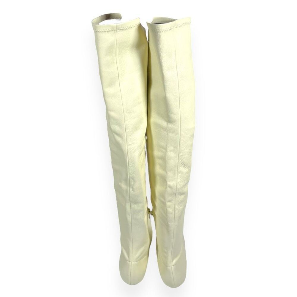Khaite Volos Leather Over-the-knee Kitten Heel Boots Butter Cream Fall Size 6.5 - Picture 11 of 15